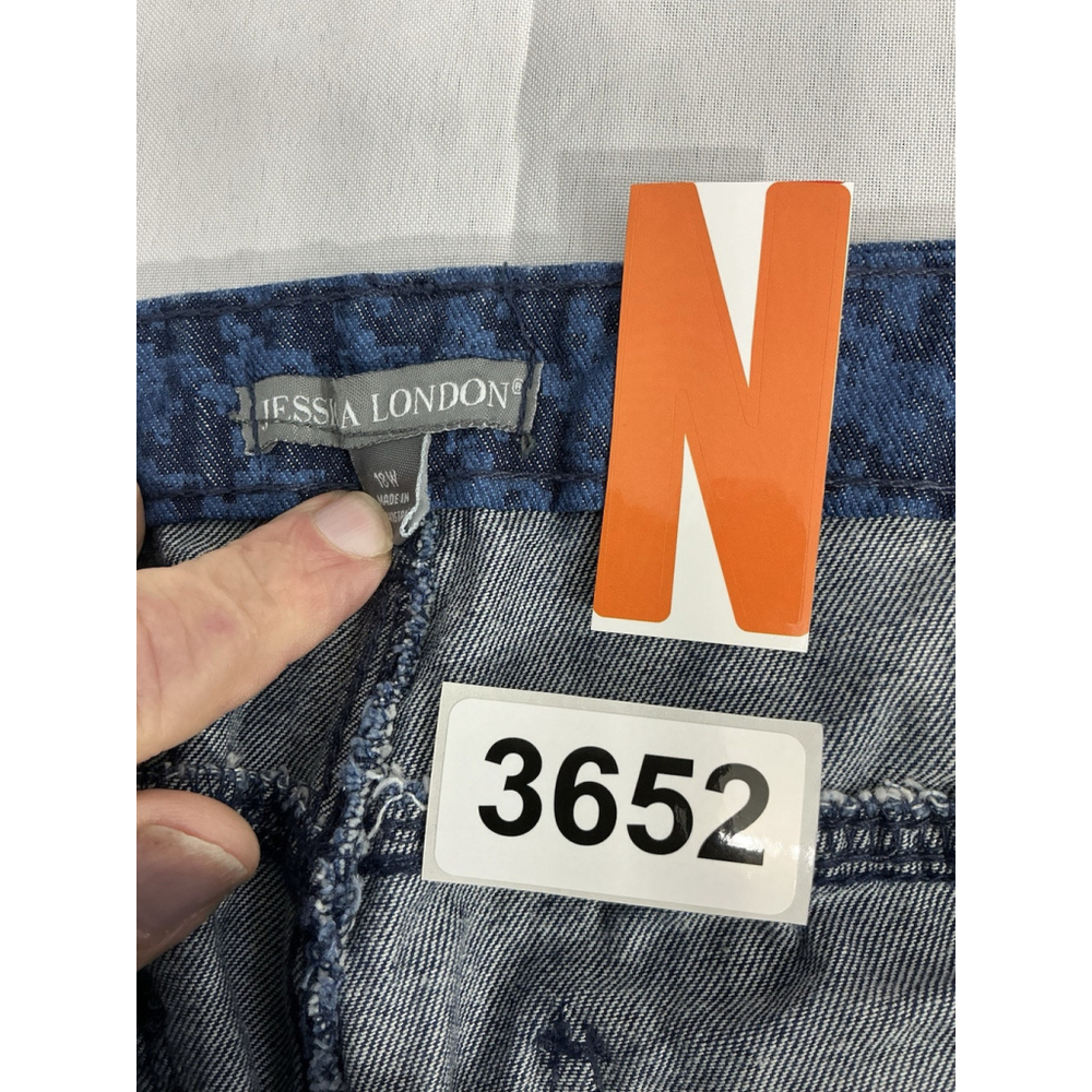 Womans Jessica London 18w Blue Black Checked Denim Jeans - Picture 3 of 9